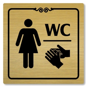 WC ženy, 100x100mm, zlatá, Texas